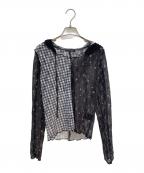 Candy Stripperキャンディーストリッパー）の古着「FLOWER CHECK LACE HOODIE/パーカー」｜ブラック