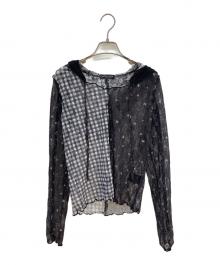 Candy Stripper（キャンディーストリッパー）の古着「FLOWER CHECK LACE HOODIE/パーカー」｜ブラック