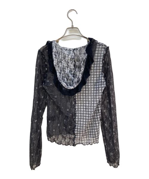 Candy Stripper（キャンディーストリッパー）Candy Stripper (キャンディーストリッパー) FLOWER CHECK LACE HOODIE/パーカー ブラック サイズ:FREEの古着・服飾アイテム
