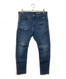 G-STAR RAW（ジースターロゥ）の古着「D-STAQ 3D SLIM//ダメージデニムパンツ」｜インディゴ