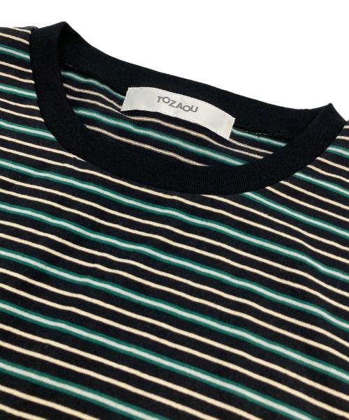 TOZAOU（トザオウ）TOZAOU (トザオウ) Service Border Tee(BLACK)/ボーダーカットソー ブラック×グリーン サイズ:3の古着・服飾アイテム