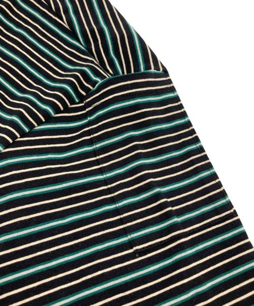 TOZAOU（トザオウ）TOZAOU (トザオウ) Service Border Tee(BLACK)/ボーダーカットソー ブラック×グリーン サイズ:3の古着・服飾アイテム