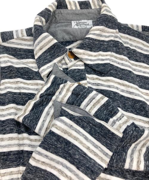 Vivienne Westwood（ヴィヴィアンウエストウッド）Vivienne Westwood (ヴィヴィアンウエストウッド) アシメボーダーシャツ グレー サイズ:Ｍの古着・服飾アイテム