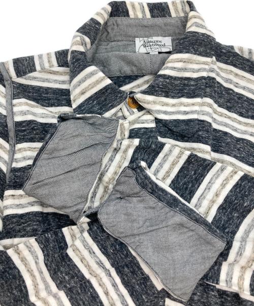 Vivienne Westwood（ヴィヴィアンウエストウッド）Vivienne Westwood (ヴィヴィアンウエストウッド) アシメボーダーシャツ グレー サイズ:Ｍの古着・服飾アイテム