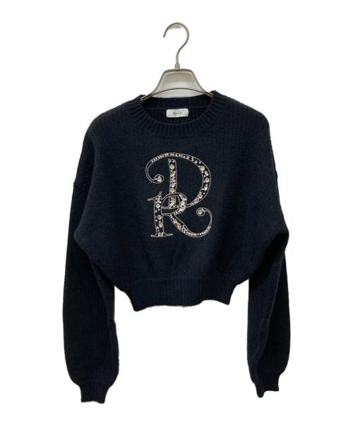 darich（ダーリッチ）darich (ダーリッチ) ビジューデザインクロップドニット ブラック サイズ:Freeの古着・服飾アイテム