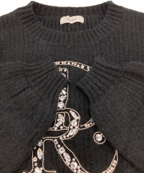 darich（ダーリッチ）darich (ダーリッチ) ビジューデザインクロップドニット ブラック サイズ:Freeの古着・服飾アイテム