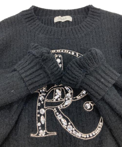 darich（ダーリッチ）darich (ダーリッチ) ビジューデザインクロップドニット ブラック サイズ:Freeの古着・服飾アイテム