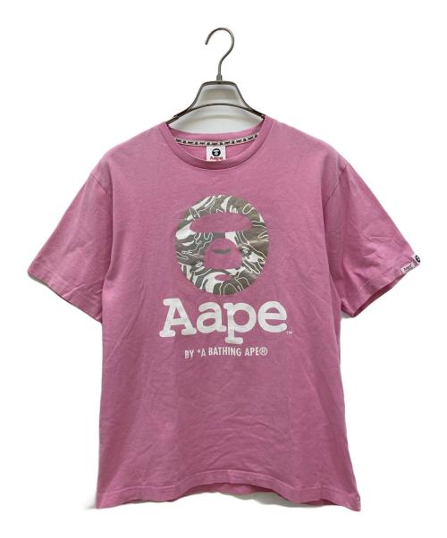A BATHING APE（アベイシングエイプ）A BATHING APE (アベイシングエイプ) ホログラムロゴTシャツ ピンク サイズ:Lの古着・服飾アイテム