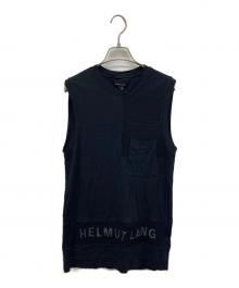HELMUT LANG（ヘルムートラング）の古着「メッシュ切替ノースリーブカットソー」｜ブラック