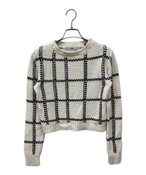 sheller（シェリエ）sheller (シェリエ) ステッチチェックウールニット ホワイト サイズ:Freeの古着・服飾アイテム