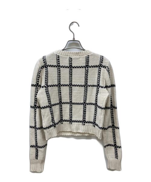 sheller（シェリエ）sheller (シェリエ) ステッチチェックウールニット ホワイト サイズ:Freeの古着・服飾アイテム