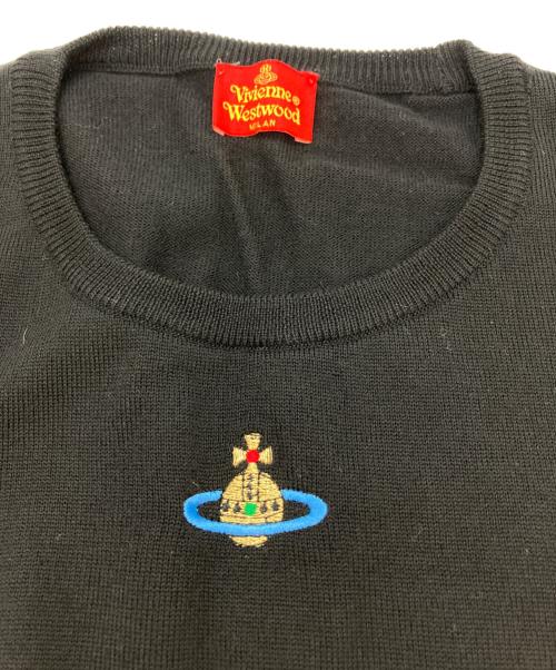 Vivienne Westwood RED LABEL（ヴィヴィアンウエストウッドレッドレーベル）Vivienne Westwood RED LABEL (ヴィヴィアンウエストウッドレッドレーベル) オーブ刺繍半袖ニット ブラック サイズ:‐の古着・服飾アイテム
