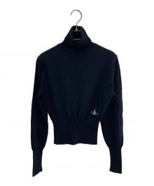 Vivienne Westwood RED LABEL（ヴィヴィアンウエストウッドレッドレーベル）の古着「オーブ刺繍タートルネックニット」｜ブラック