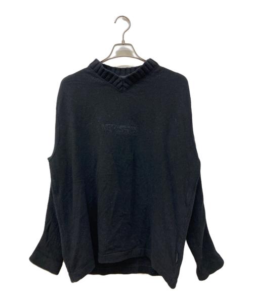 VERSACE JEANS COUTURE（ヴェルサーチ ジーンズクチュール）VERSACE JEANS COUTURE (ヴェルサーチ ジーンズクチュール) ロゴVネックニット ブラック サイズ:XLの古着・服飾アイテム