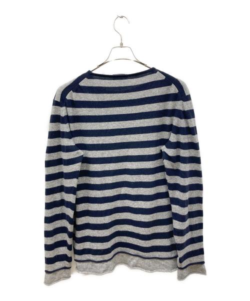 EMPORIO ARMANI（エンポリオ アルマーニ）EMPORIO ARMANI (エンポリオ アルマーニ) フェイクレイヤードボーダーニット ネイビー×グレー サイズ:XLの古着・服飾アイテム