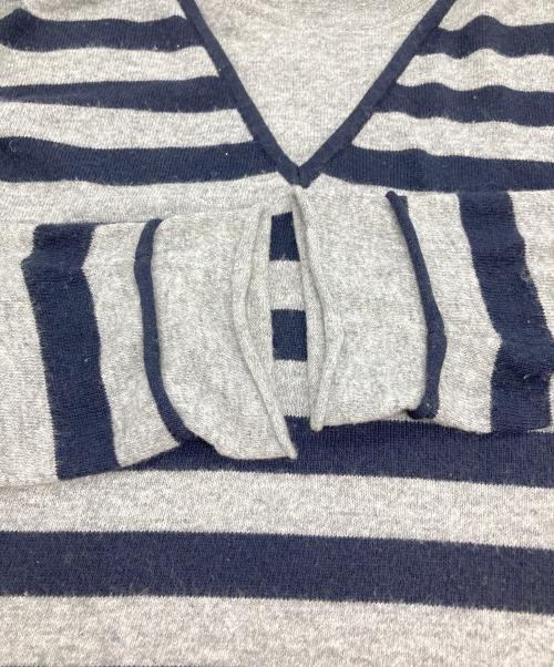 EMPORIO ARMANI（エンポリオ アルマーニ）EMPORIO ARMANI (エンポリオ アルマーニ) フェイクレイヤードボーダーニット ネイビー×グレー サイズ:XLの古着・服飾アイテム