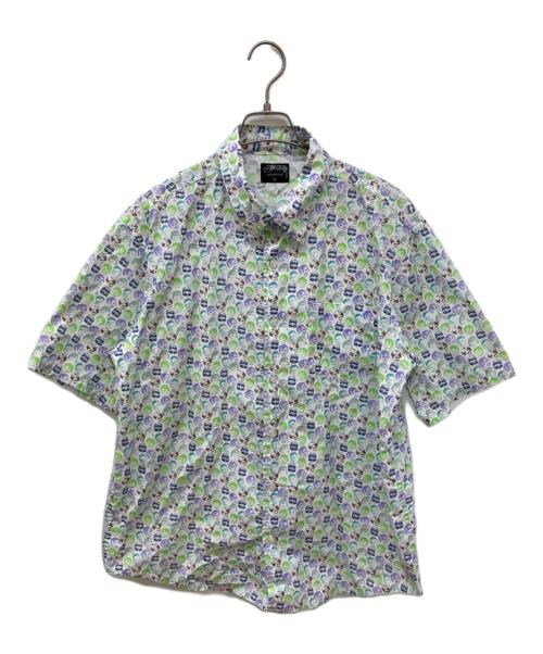stussy（ステューシー）stussy (ステューシー) ベビーフェイス総柄半袖シャツ グリーン サイズ:Lの古着・服飾アイテム