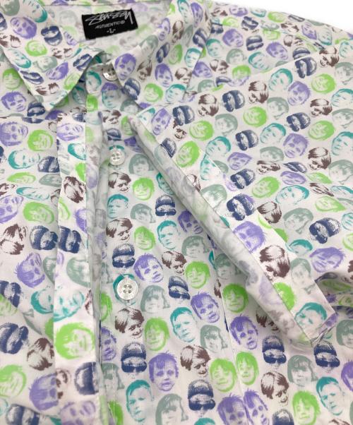 stussy（ステューシー）stussy (ステューシー) ベビーフェイス総柄半袖シャツ グリーン サイズ:Lの古着・服飾アイテム