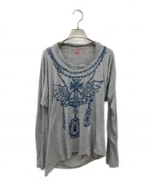 Vivienne Westwood RED LABEL（ヴィヴィアンウエストウッドレッドレーベル）の古着「オーブプリントアシメカットソー」｜グレー