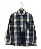 COMME des GARCONS JUNYA WATANABE MANコム デ ギャルソン ジュンヤ ワタナベ マン）の古着「コーデュロイ切替チェックシャツ」｜グリーン