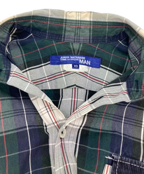 COMME des GARCONS JUNYA WATANABE MAN（コム デ ギャルソン ジュンヤ ワタナベ マン）COMME des GARCONS JUNYA WATANABE MAN (コム デ ギャルソン ジュンヤ ワタナベ マン) コーデュロイ切替チェックシャツ グリーン サイズ:XSの古着・服飾アイテム