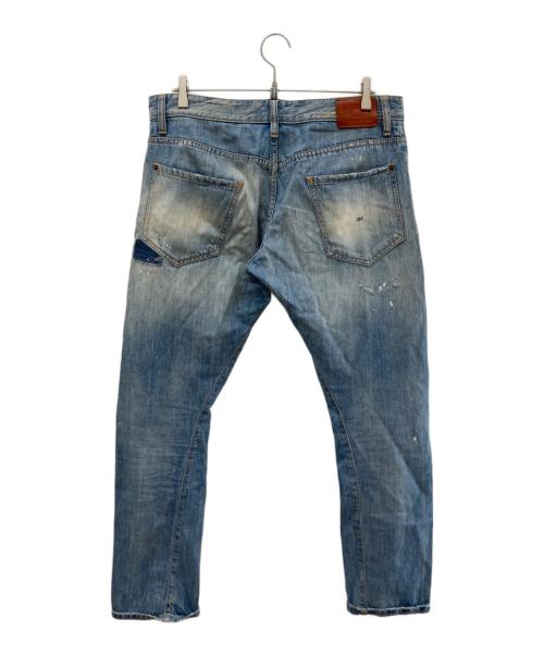 DSQUARED2（ディースクエアード）DSQUARED2 (ディースクエアード) パッチワークペイントデニムパンツ スカイブルー サイズ:50の古着・服飾アイテム