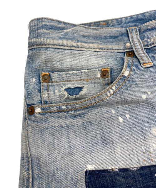 DSQUARED2（ディースクエアード）DSQUARED2 (ディースクエアード) パッチワークペイントデニムパンツ スカイブルー サイズ:50の古着・服飾アイテム