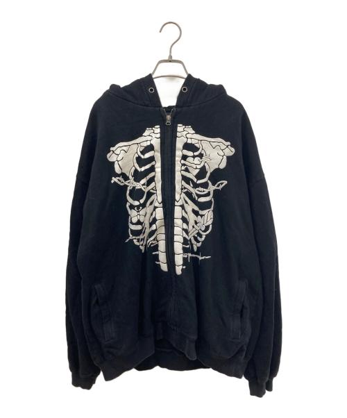 Chillax（チラックス）Chillax (チラックス) ボーンジップパーカー ブラック サイズ:XLの古着・服飾アイテム
