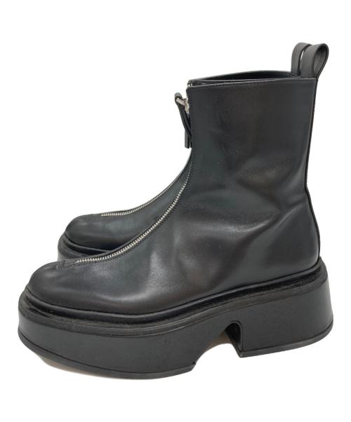JIL SANDER（ジルサンダー）JIL SANDER (ジルサンダー) フロントジップブーツ ブラック サイズ:38の古着・服飾アイテム