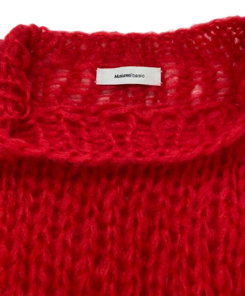 Maiami basic（マイアミベーシック）Maiami basic (マイアミベーシック) モヘアウールローゲージニット レッド サイズ:Ｓの古着・服飾アイテム