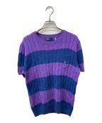 POLO RALPH LAURENポロ・ラルフローレン）の古着「半袖ケーブルニット」｜ネイビー×パープル