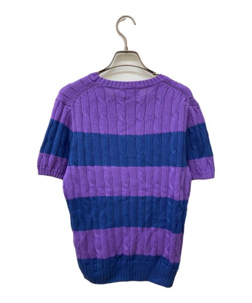 POLO RALPH LAUREN（ポロ・ラルフローレン）POLO RALPH LAUREN (ポロ・ラルフローレン) 半袖ケーブルニット ネイビー×パープル サイズ:Ｌの古着・服飾アイテム