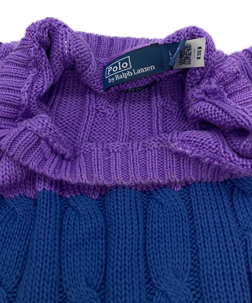 POLO RALPH LAUREN（ポロ・ラルフローレン）POLO RALPH LAUREN (ポロ・ラルフローレン) 半袖ケーブルニット ネイビー×パープル サイズ:Ｌの古着・服飾アイテム