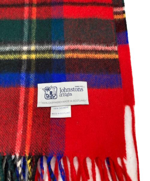 JOHNSTONS OF ELGIN（ジョンストンズ オブ エルガン）JOHNSTONS OF ELGIN (ジョンストンズ オブ エルガン) カシミヤチェックマフラー レッドの古着・服飾アイテム