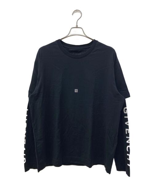 GIVENCHY（ジバンシィ）GIVENCHY (ジバンシィ) ロゴ刺繍レイヤードカットソー/ロングスリーブカットソー ブラック サイズ:Lの古着・服飾アイテム