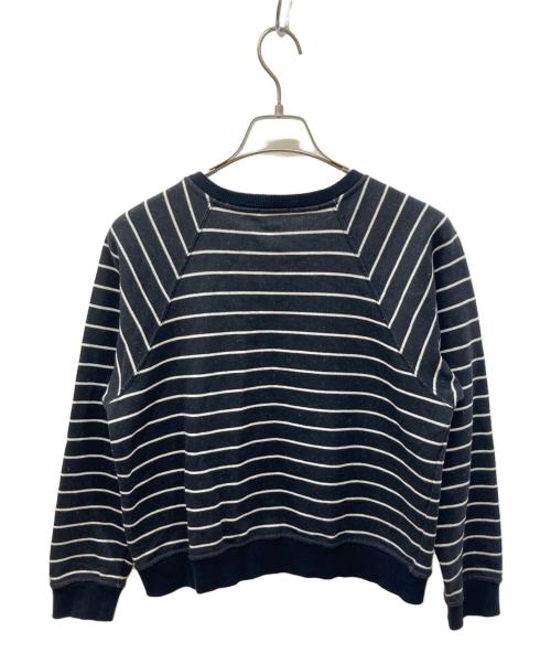 Saint Laurent Paris（サンローランパリ）Saint Laurent Paris (サンローランパリ) 前Vクロップドボーダースウェット ブラック サイズ:Sの古着・服飾アイテム