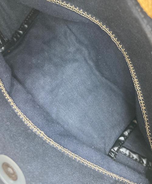 LONGCHAMP（ロンシャン）LONGCHAMP (ロンシャン) ベロアミニハンドバッグ グリーン×イエローの古着・服飾アイテム