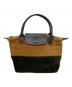 LONGCHAMP（ロンシャン）の古着「ベロアミニハンドバッグ」｜グリーン×イエロー