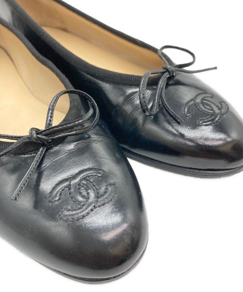 CHANEL（シャネル）CHANEL (シャネル) ココマークレザーバレエシューズ ブラック サイズ:37の古着・服飾アイテム