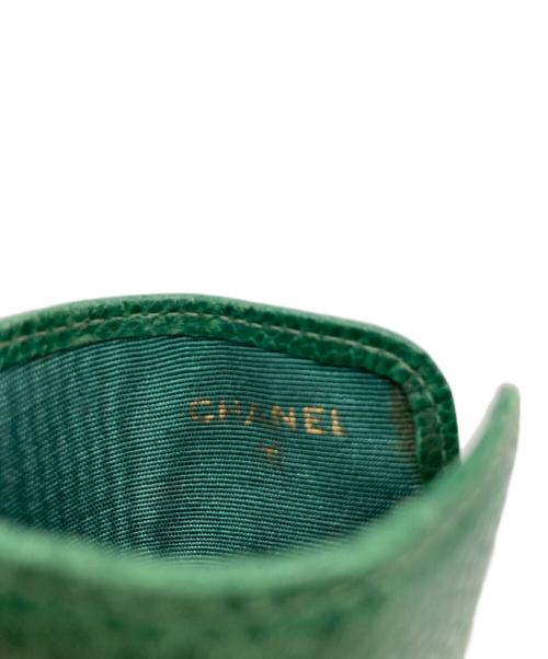 CHANEL（シャネル）CHANEL (シャネル) キャビアスキンレザーグラスケース グリーンの古着・服飾アイテム