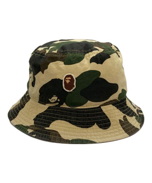 A BATHING APE（アベイシングエイプ）A BATHING APE (アベイシングエイプ) エイプカモ柄バケットハット グリーン×ベージュ サイズ:Lの古着・服飾アイテム