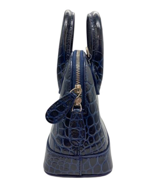BALENCIAGA（バレンシアガ）BALENCIAGA (バレンシアガ) ビルトップハンドル/クロコ型押しバッグ ネイビーの古着・服飾アイテム