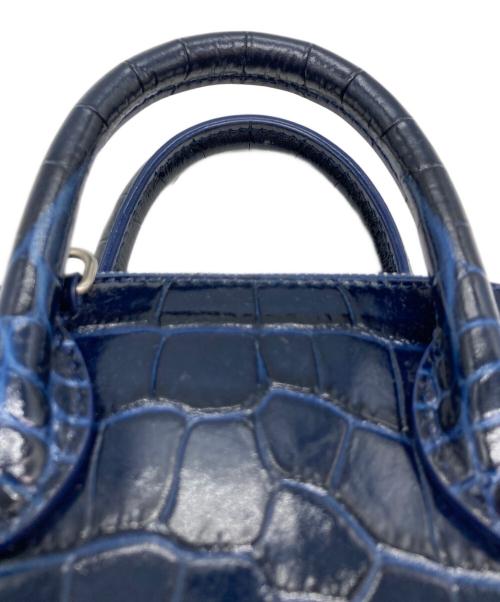 BALENCIAGA（バレンシアガ）BALENCIAGA (バレンシアガ) ビルトップハンドル/クロコ型押しバッグ ネイビーの古着・服飾アイテム