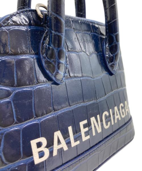 BALENCIAGA（バレンシアガ）BALENCIAGA (バレンシアガ) ビルトップハンドル/クロコ型押しバッグ ネイビーの古着・服飾アイテム
