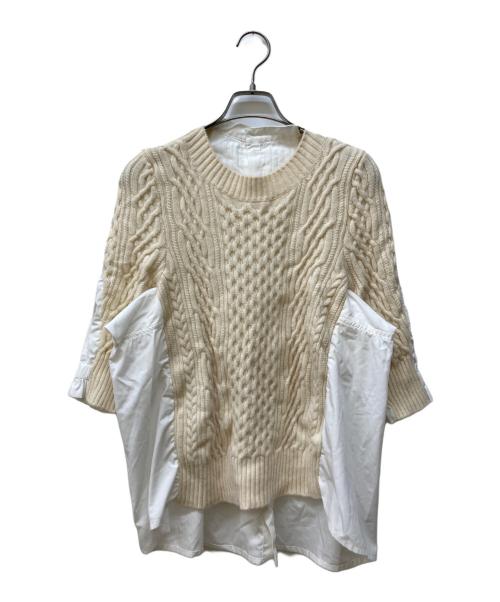 sacai（サカイ）sacai (サカイ) ニットドッキングシャツ ホワイト×アイボリー サイズ:2の古着・服飾アイテム