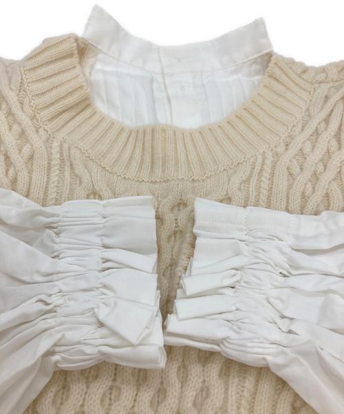sacai（サカイ）sacai (サカイ) ニットドッキングシャツ ホワイト×アイボリー サイズ:2の古着・服飾アイテム