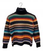RALPH LAURENラルフローレン）の古着「ネイティブボーダー タートルネックウールニット」｜マルチカラー