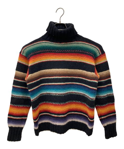 RALPH LAUREN（ラルフローレン）RALPH LAUREN (ラルフローレン) ネイティブボーダー タートルネックウールニット マルチカラー サイズ:Mの古着・服飾アイテム