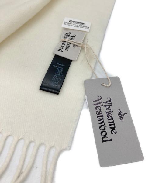Vivienne Westwood（ヴィヴィアンウエストウッド）Vivienne Westwood (ヴィヴィアンウエストウッド) オーブロゴ刺繍マフラー ホワイト 未使用品の古着・服飾アイテム