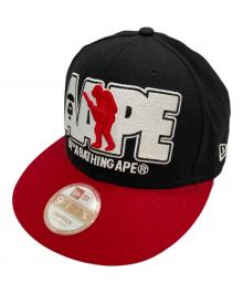New Era×A BATHING APE（ニューエラ×アベイシングエイプ）の古着「ソルジャーロゴキャップ」｜ブラック×レッド